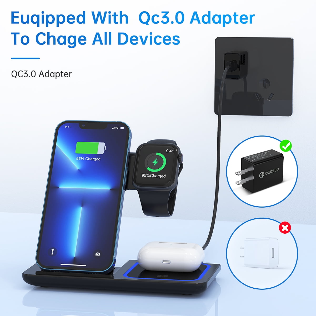 3in1 wireless charging for apple device