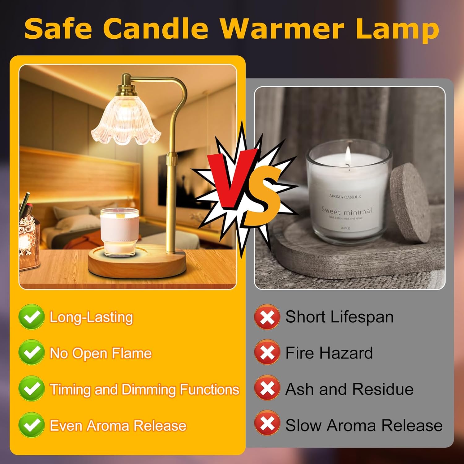 Premium Candle Warmer Lamp with Timer & Adjustable Height - Dimmable Wax Melt Warmer for Scented Candles - Perfect Home Decor & Thoughtful Mother’s Day Gift!