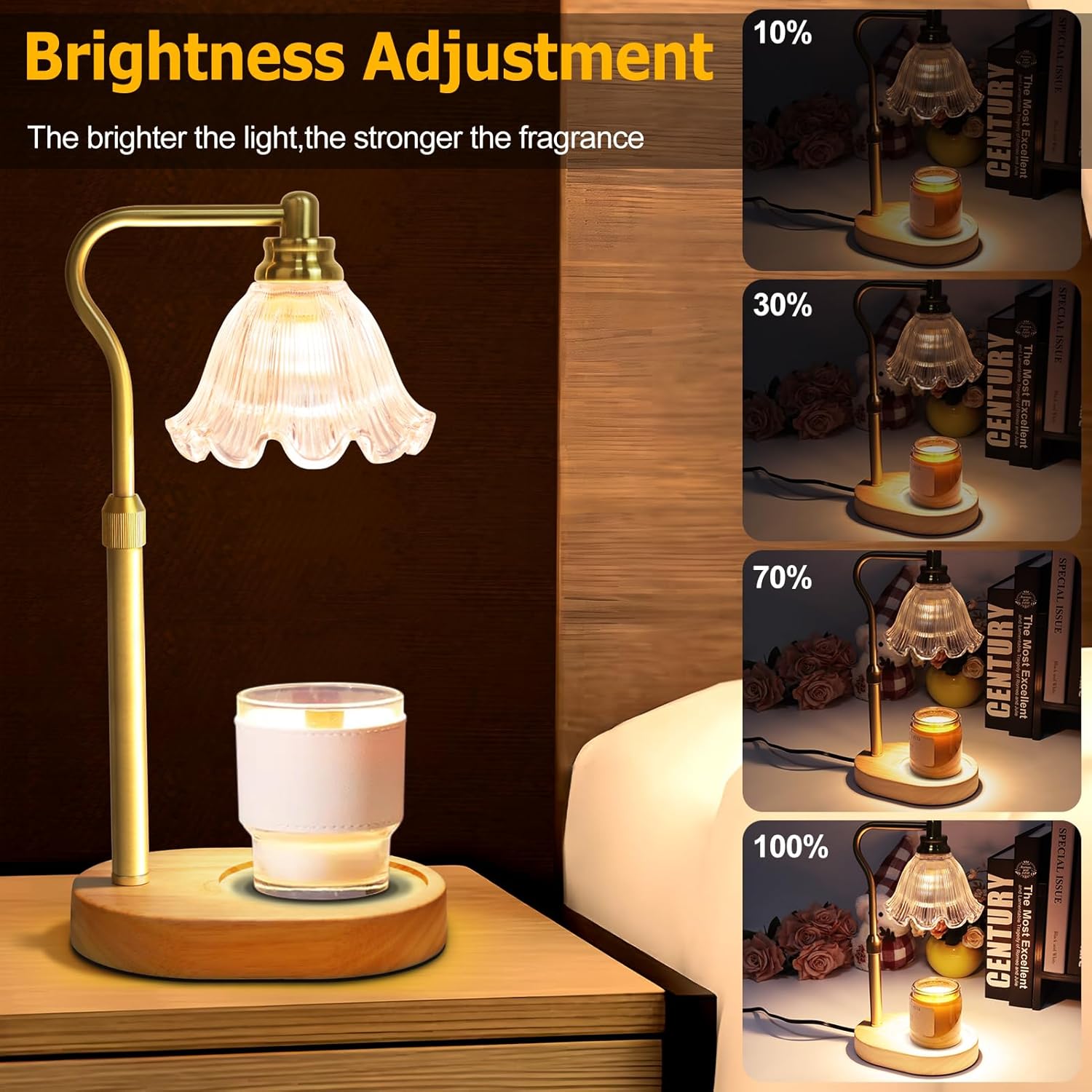 Premium Candle Warmer Lamp with Timer & Adjustable Height - Dimmable Wax Melt Warmer for Scented Candles - Perfect Home Decor & Thoughtful Mother’s Day Gift!