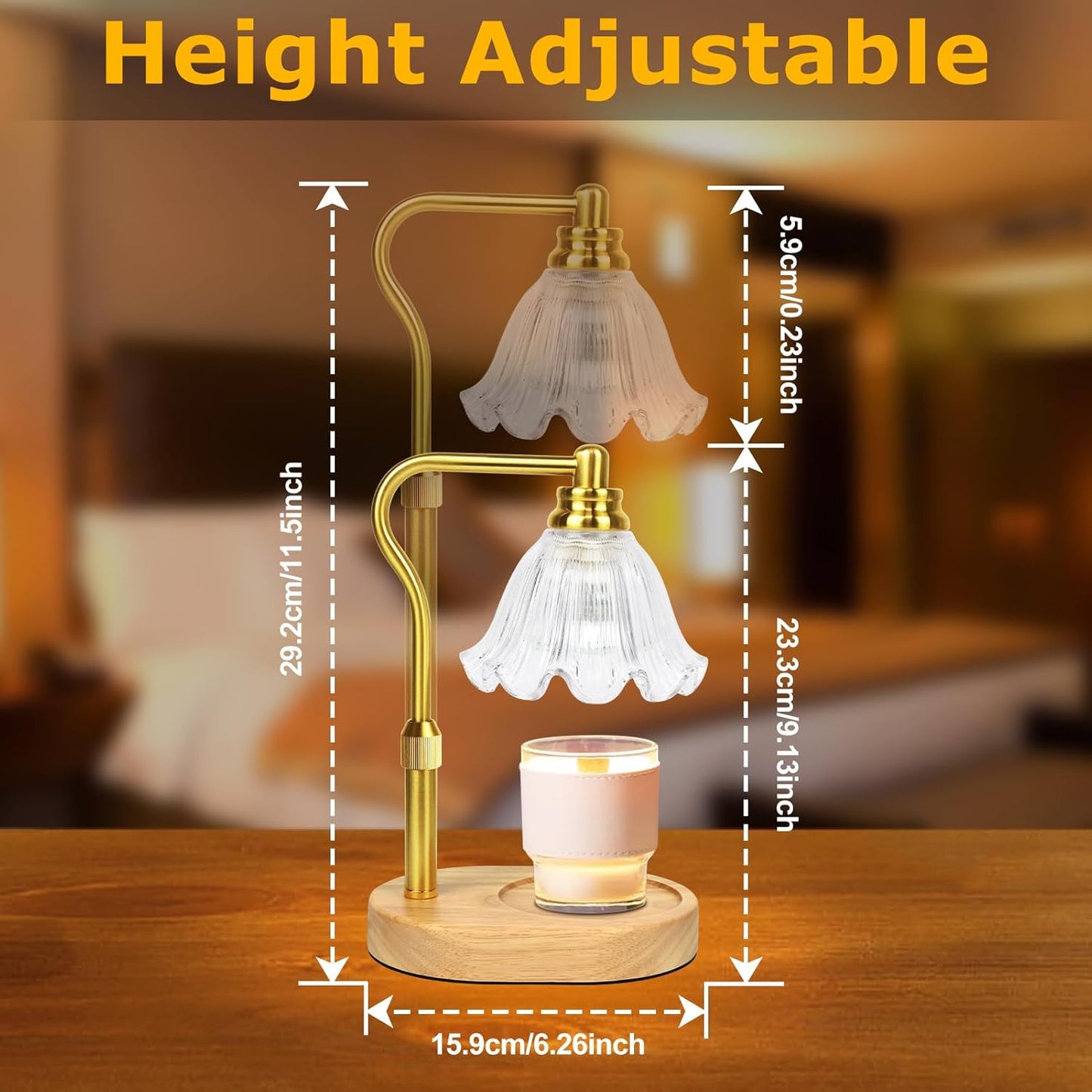 Premium Candle Warmer Lamp with Timer & Adjustable Height - Dimmable Wax Melt Warmer for Scented Candles - Perfect Home Decor & Thoughtful Mother’s Day Gift!